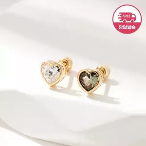 당일발송 14K 뮤트 베젤 4mm 하트 큐빅 피어싱 한쪽 JAE42447