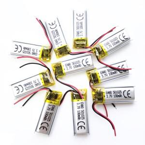 10개 3.7V 100mAh 리포 충전식 배터리  블루투스 비디오 펜용 JST 2핀 플러그 Led 라이트 팔찌 시계 501025