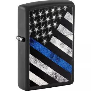 지포 라이터 무광 블랙 미국 폴리스 깃발 디자인 81735