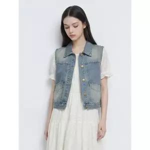 [하프클럽/카라]KARRA 컷라인데님베스트_A6M0094