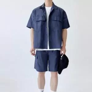 남성 여름 데일리 헬스 트레이닝 포켓 반팔 반바지 세트