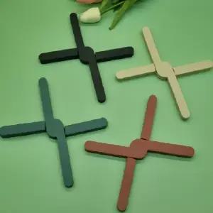 ( )실리콘 접이식 냄비받침 핑크 미끄럼방지 내열 매트 식탁 주방 보호 받침대