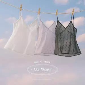핫핑 [레이어드템/러블리] 여리네 도트쉬폰 레이어드 뷔스티에 블라우스