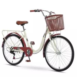 바구니 여성용자전거 초보 출퇴근 7단 클래식 24인치
