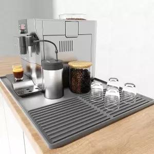 가장자리가 올라간 실리콘 커피 매트 업그레이드 24인치 x 16인치 바 액세서리 조리대 음료 언더 메이커