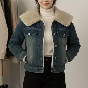 [신상오픈런]|CCJ6E97|여성 양털 무스탕 크롭 자켓 가을 봄 데님 간절기