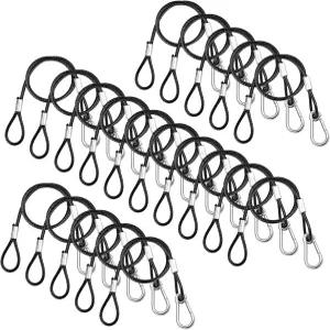 20 PCS 25 (65cm) 안전 케이블 DJ 스테이지 파 라이트용 블랙 코팅 브레이드 스테인리스 스틸 로프 최대