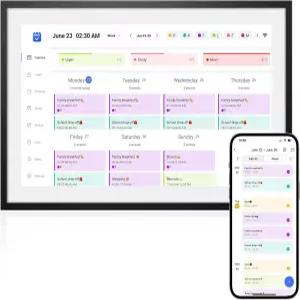 10.1인치 스마트 디지털 캘린더 u2013 HD 터치스크린 패밀리 플래너 및 안무 차트 식사 포함 블랙 화이트