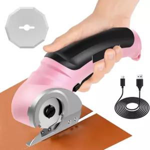 무선 전기 가위 튼튼한 골판지 커터 도구 충전식 박스 다용도 패브릭 가죽 플라스틱 매트 펠트핑크색용