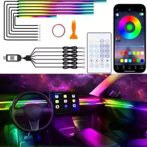아크릴 인테리어 자동차 조명 무선 APP 포함 6 in 1 드림컬러 앰비언트 키트 /원격 /버튼 제어 차량 장식용