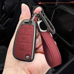 아우디 A3 8P 아연 합금 가죽 자동차 리모컨 키 케이스 커버 홀더 쉘 맞춤형 로고 보호