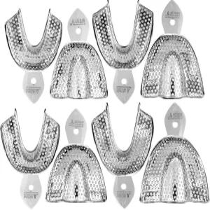 아트맨 인스트루먼트 치과용 인상 트레이 u2013 8종 세트 소형 중형 대형 특대 스테인리스 스틸 천공 자동