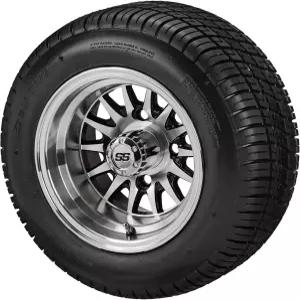 RM 카트 10인치 14스포크 블랙 205인치/5010 델리 로우 프로파일 타이어4개 세트 메트릭 러그 너트가