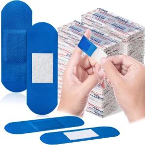 가이저레일리 200개 파란색 붕대 3개 x 1 식품 서비스 금속 감지 PE 방수 접착 대량 멸균 처리 비스틱 패드