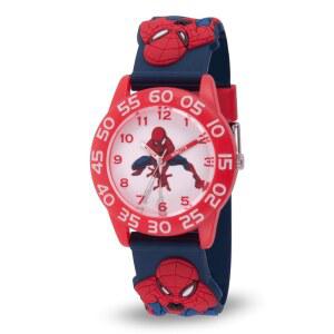어린이용 마블 스파이더맨 시계 - 소년용 4-6 장난감 청소년 다크 블루 케이스 멀티컬러 3D 스트랩