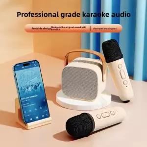 휴대용 무선 듀얼 마이크 노래방 기계 홈KTV DSP 시스템 블루투스 스피커 HIFI 스테레오 서라운드 파티