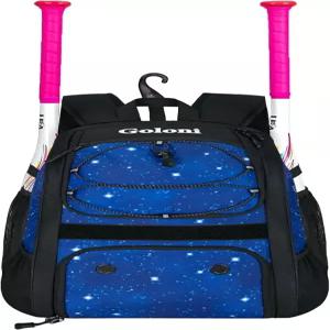 골로니 유소년 야구 가방 신발장이 있는 백팩 T볼 배트 및 장비용 펜스 후크가 소프트볼