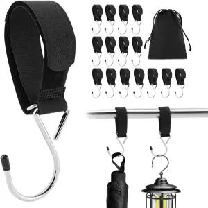 진탕 14Pcs 얼음 낚시 코트 후크 야외 사냥/팅 텐트 걸이 쉼터 액세서리 캠핑을 위한 보관함 색상 블랙