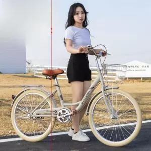 여성 자전거 클래식 레트로 22인치 24인치 출퇴근 중학생 바구니 경량