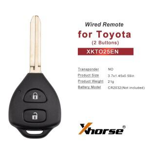Xhorse XKTO25EN 2세대 와이어 리모컨 키 토요타 스타일 플랫 2버튼 영어 버전 10개/세트