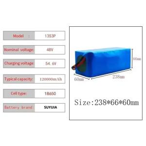 새로운 48V 120000mAh 13S3P XT60 리튬 이온 배터리 팩 인산철 및 충전기
