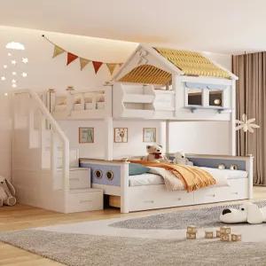 벙커 침대 이층 저학년 가드 쌍둥이 키즈 놀이방 텐트