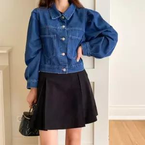 여자 주머니 자수 카라넥 탱크 청자켓