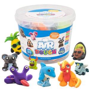 에어 도우 - 액세서리 도구 튜토리얼 비디오(교육용 DIY 선물 소년 및 소녀를 위한 아트 크래프트 세트 포함)를 담은 컬러 드라이 초경량 무독성 모델링 클레이 60봉지 버킷