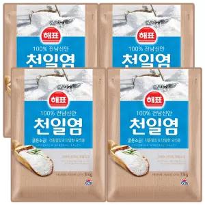 해표 100% 전남신안 천일염 3kg x 4개 / 소금 조미료