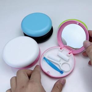 1개 무작위 색상 마우스 가드 케이스거울 포함 휴대용 슬림 여행용 귀여운 교정용 리테이너 인비절라인 호
