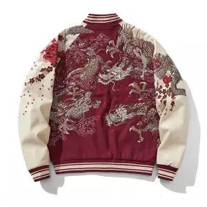 비룡 곤룡포 스카잔 차이나 바시티 자수 시크 점퍼