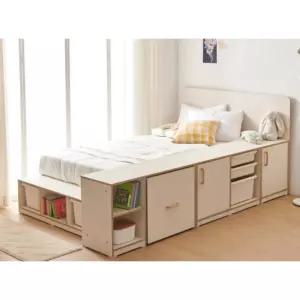 아이방 낮은책상 의자포함 안전목재 슈퍼싱글 수납침대(SS) 수납형 베드