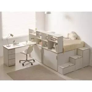 크림 자작나무 벙커침대 1500 책상서랍 풀세트(슈퍼싱글 SS) 키즈 공주 2층