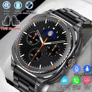 2025년형 새로운 2 in 1 스마트워치 (이어버드 내장) 400MAH TWS 블루투스 이어폰 심박수 혈중 산소 모니터링 스포츠 워치