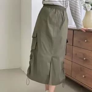 여자 스트링 A라인 앞트임 카고치마 투웨이 롱스커트