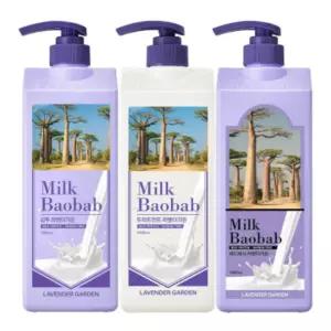 밀크바오밥 샴푸 + 트리트먼트 + 바디워시 라벤더가든 BNS
