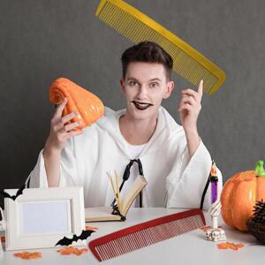 대형 빗 의상 재미있는 휴대용 가벼운 수제 천연 할로윈 파티 미용실 헤어 스타일링 도구