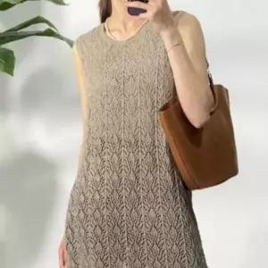 루즈핏 레이스 바캉스 펀칭 레이어드 나시 롱 원피스