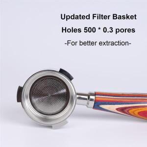 A98I-바텀리스 포터필터 51mm는 Delonghi Dedica EC680/EC685/EC885와 3개의 귀, 컬러 나무 손잡이와만 호