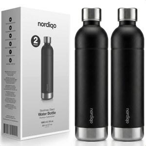 노르디코 스테인리스 스틸 탄산염 병 33온스 | 아케 3, 소다스트림 듀오 및 플라스틱 병과 호환 아쿠아 피즈 앤 제트 모델에는 사용 불가 유통기한 없음 프리 블랙 2배