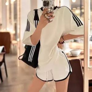 랑잇 Langit 여름 루즈핏 반팔 반바지 트레이닝 커플 세트 오버 셋업 츄리닝 빅사이즈셋 운동복 여자 여성