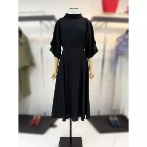 [아이잗컬렉션]백 리본 카울넥 플레어 원피스 -DG_DG