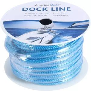 아마린산 5/8인치 50피트 이중 브레이드 나일론 도크 라인 계류 로프 파란색