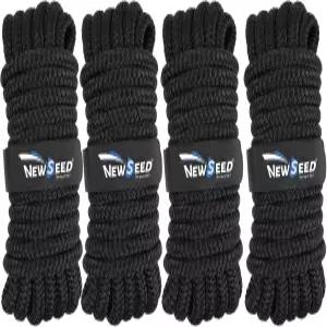 말즈-뉴시드 4팩 3/8인치 x 15인치 도크 라인 더블 브레이드 나일론 보트 로프 12인치 아일렛 도킹 및