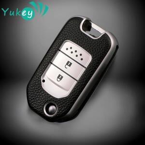 TPU 가죽 2 버튼 혼다 어코드 EX Civic 파일럿 Ridgeline Pocketor 자동차 키케이스 용 원격 Fob