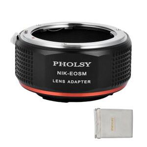 PHOLSY 렌즈 마운트 어댑터 Nikkor F to EFM 니콘호환 AI 렌즈에서 캐논호환 EOS호환 M 카메라 본체 M2 M3 M5 M6 M10 M50 M100 M200 II EOSM과 호환됩니다
