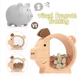 인테리어 돼지 저금통 지폐 동전 금고 보관함투명 소형 원목 어린이 답례품 아크릴 집들이선물 큰저금통 개