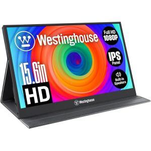 Westinghouse 15.6인치 노트북 및 여행용 휴대용 모니터 1080p 60Hz IPS 디스플레이 자기 보호 커버가 있는 풀 HD 화면 내장 스피커 미니 HDMI 1개 USB 타입C