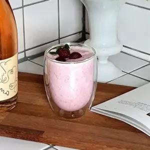 더블글라스 스무디 350ml 집들이컵 에이드잔 카페커피잔잔 집들이 매장용 음료잔 카페용 유리 우유 커피잔