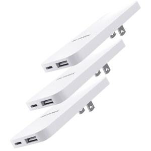 폰 16 15 14 13 프로 /맥스 및 삼성호환 삼성제품호환 모델용 3팩 플랫 월 충전기 갈바녹스 타입 USB C 울트라 슬림 듀얼 포트 어댑터 20W 고속 충전 플러그 접이식 콘센트 갈래(USBC / USBA)